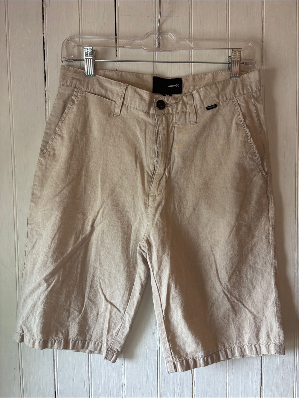 Hurley Men's Beige Flat-Front Cotton Shorts
